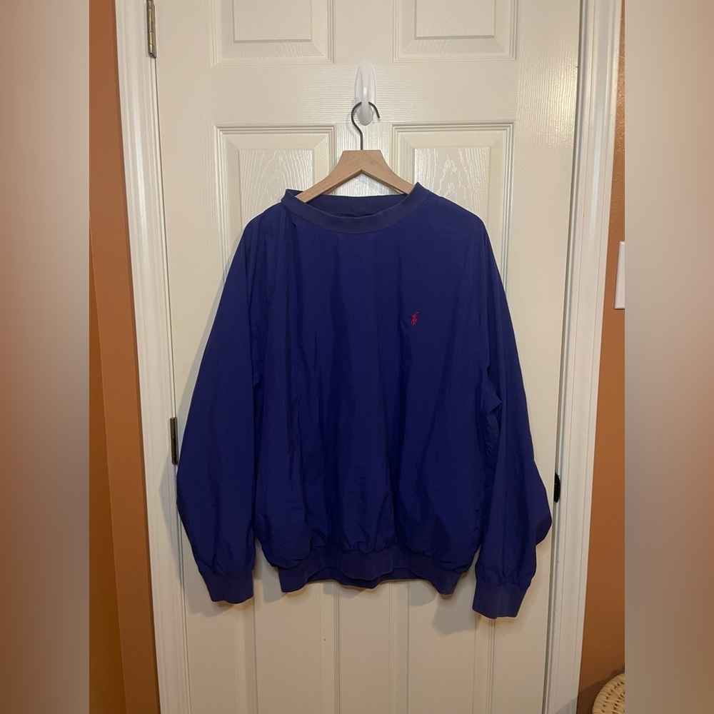 Polo Ralph Lauren Vintage Windbreaker Pullover Sweatshirt Royal Blue Size Large
